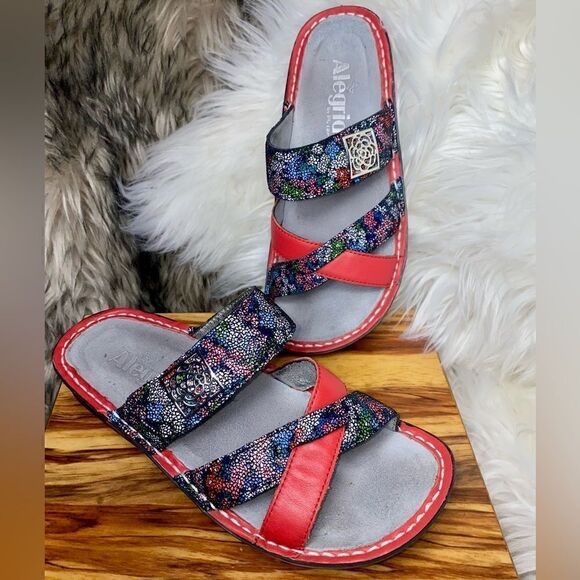 Alegria Sandals Womens Size 5-5.5/35EU Victoriah Botanicool SlipOn Slide Leather - Picture 2 of 9